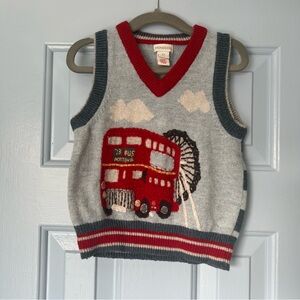 Monsoon Double Decker London Bus Knit Sweater Vest, 3-4y